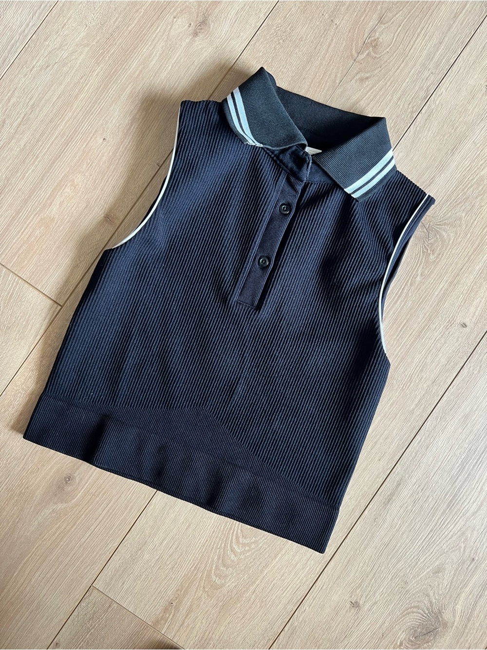 Fashion nova Sport Sleeveless Polo Tank Top - black and white Trim